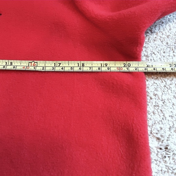 Red Fleece 1/4 Zip Pullover Embroidered Applique Snowflakes Size S - Picture 8 of 10